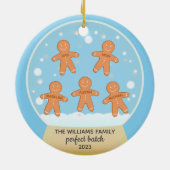 Gingerbread Cookie Familie Gepersonaliseerd Orname Keramisch Ornament (Achterkant)