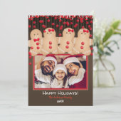 Gingerbread Cookie Familie Kerstvakantie Foto Kaart (Staand voorkant)