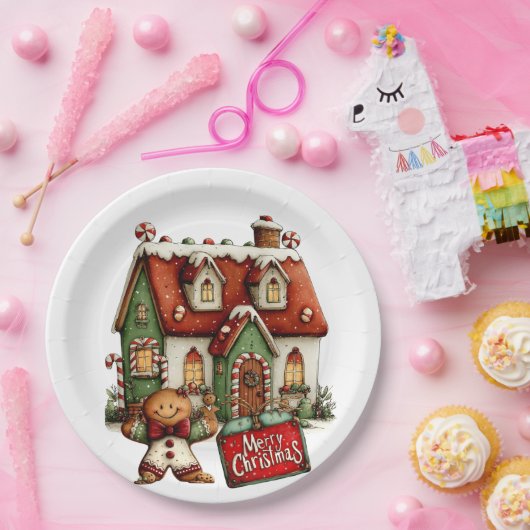 Gingerbread Cookie House  Papieren Bordje (Feest)