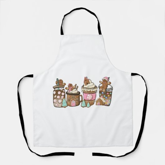 Gingerbread Cookie In Hot Cocoa Kerstliefhebbers Schort (Voorkant)