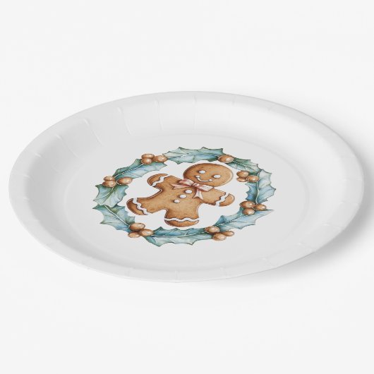 Gingerbread Cookie in Krans Papieren Bordje (Gekanteld)