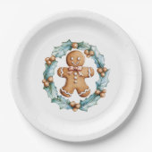 Gingerbread Cookie in Krans Papieren Bordje (Voorkant)