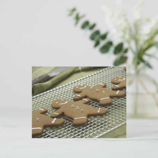 Gingerbread Cookie Kerst Kaarten en Stickers Feestdagenkaart (Staand voorkant)