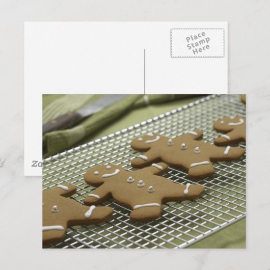 Gingerbread Cookie Kerst Kaarten en Stickers Feestdagenkaart (Voorkant / Achterkant)