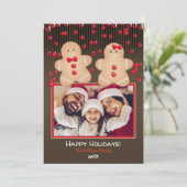 Gingerbread Cookie Kerstkoekjes Vakantiefoto Kaart (Staand voorkant)