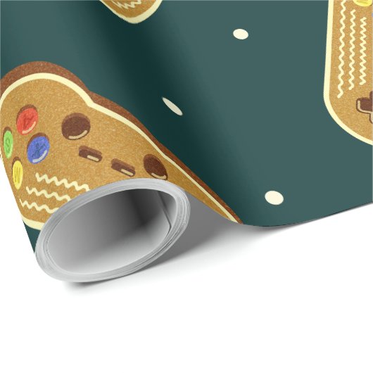 Gingerbread Cookie Kerstmis Video Game Controller Cadeaupapier (Rol Hoek)