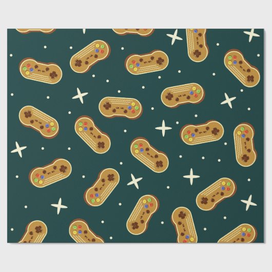 Gingerbread Cookie Kerstmis Video Game Controller Cadeaupapier (Vlak)