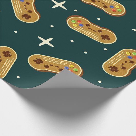 Gingerbread Cookie Kerstmis Video Game Controller Cadeaupapier (Hoek)