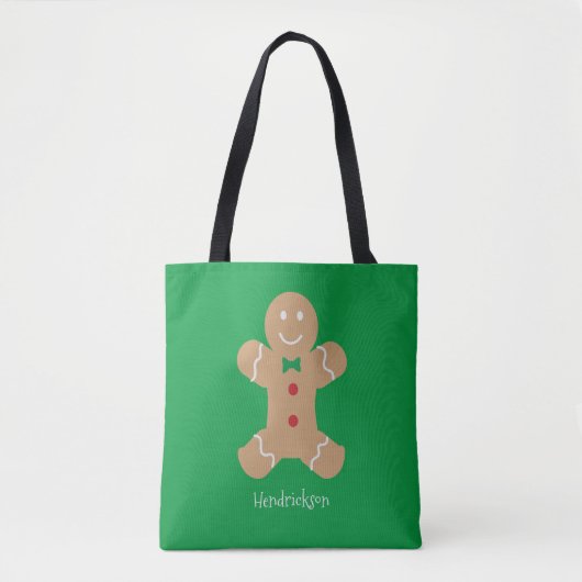 Gingerbread Cookie Man met aangepaste naam Tote Bag (Voorkant)