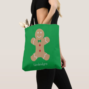 Gingerbread Cookie Man met aangepaste naam Tote Bag
