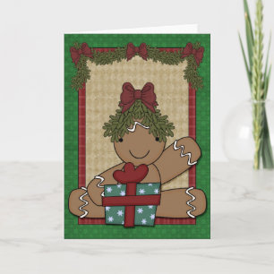 Gingerbread Cookie - Meisje Feestdagen Kaart