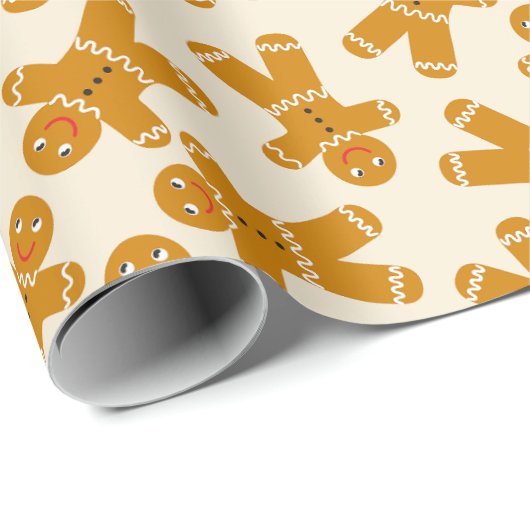 Gingerbread Cookie op crème Cadeaupapier (Rol Hoek)