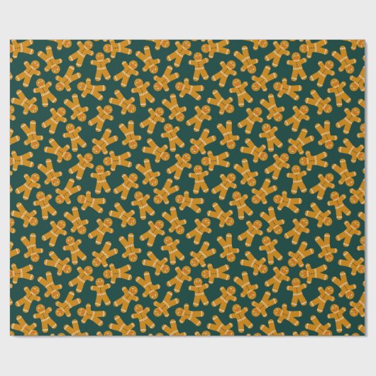 Gingerbread Cookie op groen Cadeaupapier (Vlak)