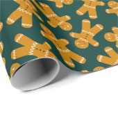 Gingerbread Cookie op groen Cadeaupapier (Rol Hoek)