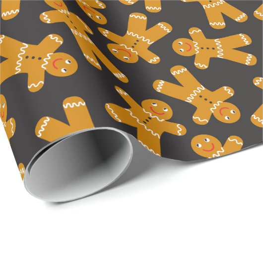 Gingerbread Cookie op zwart Cadeaupapier (Rol Hoek)