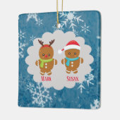 Gingerbread Cookie Paar Kerstnamen Keramisch Ornament (Links)