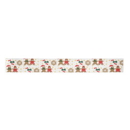 Gingerbread Cookie Pattern Christmas Tissue Paper Satijnen Lint