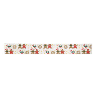 Gingerbread Cookie Pattern Christmas Tissue Paper Satijnen Lint