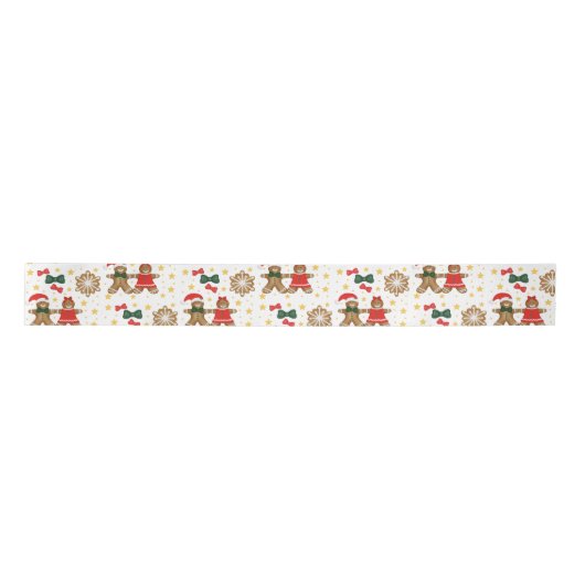 Gingerbread Cookie Pattern Christmas Tissue Paper Satijnen Lint (Voorkant)