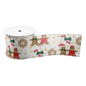Gingerbread Cookie Pattern Christmas Tissue Paper Satijnen Lint (Spoel)
