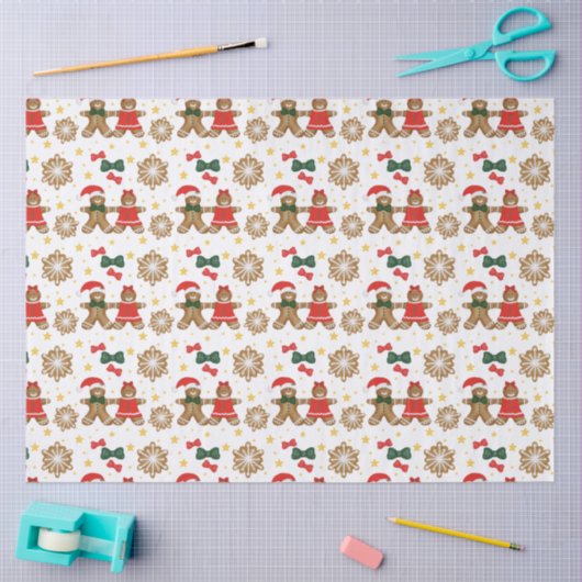 Gingerbread Cookie Pattern Christmas Tissue Paper Tissuepapier (Craft)