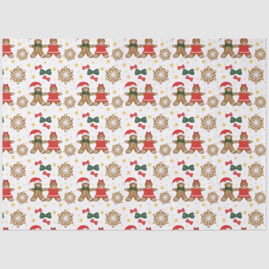 Gingerbread Cookie Pattern Christmas Tissue Paper Tissuepapier (Voorkant)