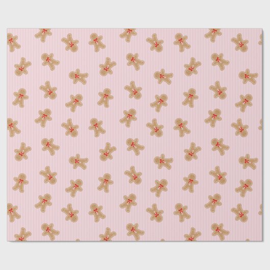 Gingerbread Cookie Pattern - Pink Christmas design Cadeaupapier (Vlak)