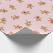 Gingerbread Cookie Pattern - Pink Christmas design Cadeaupapier (Hoek)