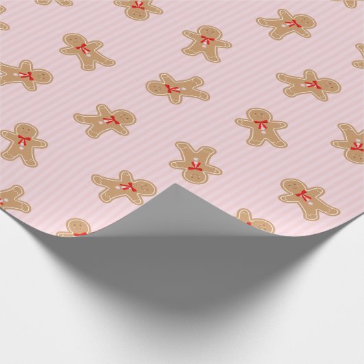 Gingerbread Cookie Pattern - Pink Christmas design Cadeaupapier (Hoek)