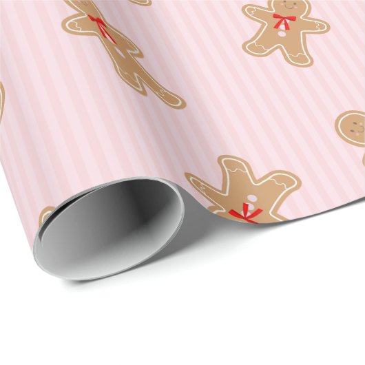 Gingerbread Cookie Pattern - Pink Christmas design Cadeaupapier (Rol Hoek)