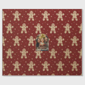 Gingerbread Cookie Personalized Christmas Photo Cadeaupapier (Vlak)