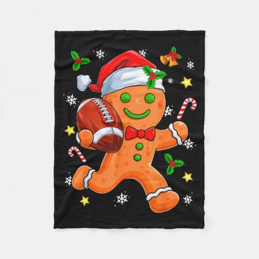 Gingerbread Cookie Playing Football Merry Christma Fleece Deken (Voorkant)