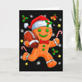 Gingerbread Cookie Playing Football Merry Christma Kaart (Voorkant)