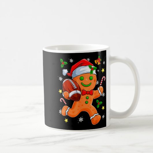 Gingerbread Cookie Playing Football Merry Christma Koffiemok (Rechts)