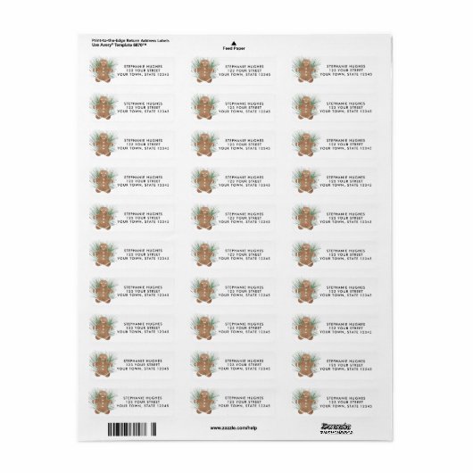 Gingerbread Cookie Return Address  Etiket (Full Sheet)