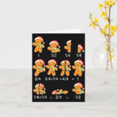 Gingerbread Cookie Santa Hat Fraction Math Teacher Kaart (Gele Bloem)