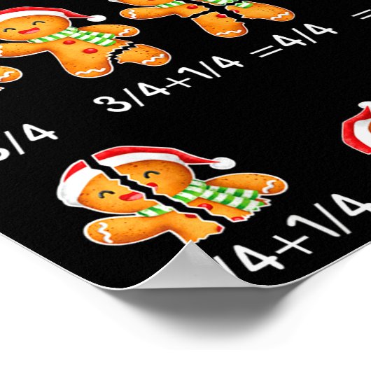 Gingerbread Cookie Santa Hat Fraction Math Teacher Poster (Hoek)