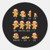 Gingerbread Cookie Santa Hat Fraction Math Teacher Ronde Sticker (Voorkant)