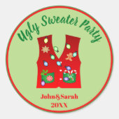 Gingerbread Cookie snoep Lelijke Kersttrui Ronde Sticker (Voorkant)