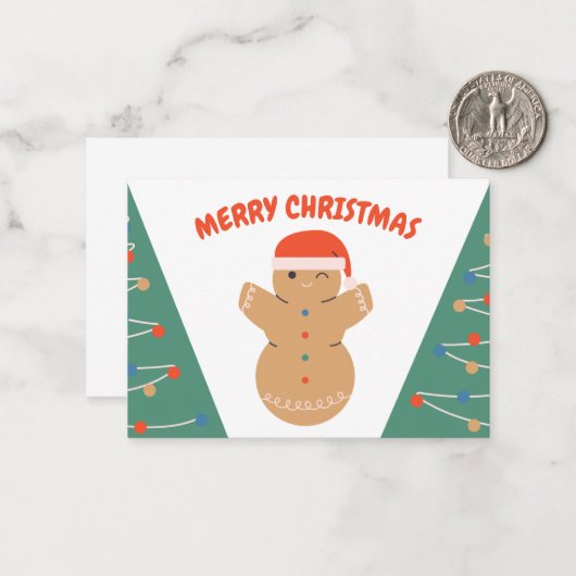 Gingerbread Cookie Snowman Kerstmis Notitiekaartje (Voorkant / Achterkant in situ)