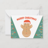Gingerbread Cookie Snowman Kerstmis Notitiekaartje (Voorkant)