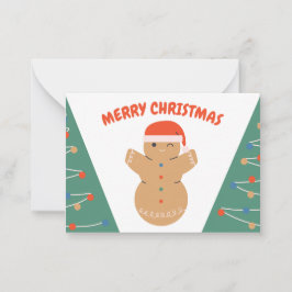 Gingerbread Cookie Snowman Kerstmis Notitiekaartje
