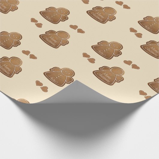 Gingerbread Cookie Voeg je Angel Vanilla kleur toe Cadeaupapier (Hoek)