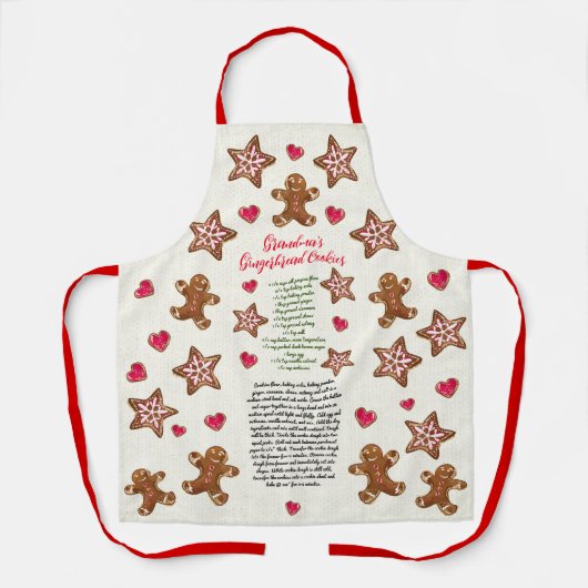 Gingerbread Cookie Waterverf Recept Heirloom Schort (Voorkant)