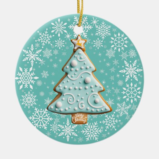 Gingerbread Cookie, White Christmas Tree Ornament (Voorkant)