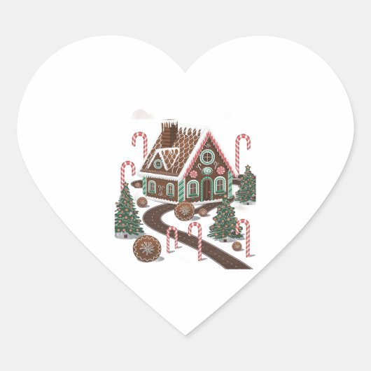 Gingerbread Cookie Wonderland Hart Sticker (Voorkant)