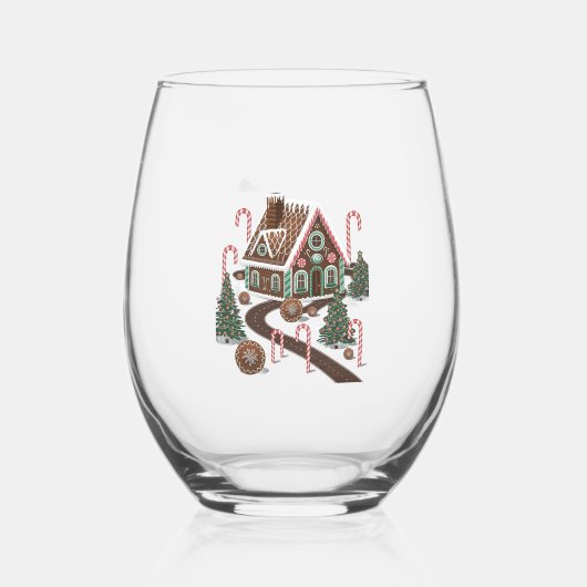 Gingerbread Cookie Wonderland Wijnglas Zonder Voet (Voorkant)