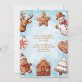 Gingerbread Cookies Blauwe Achtergrond Kerst Hol Feestdagenkaart (Achterkant)