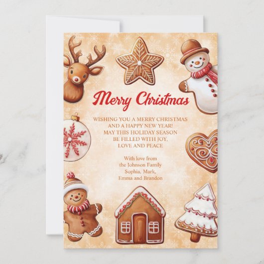 Gingerbread Cookies Bruine Achtergrond Kerst Feestdagenkaart (Voorkant)