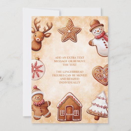 Gingerbread Cookies Bruine Achtergrond Kerst Feestdagenkaart (Achterkant)